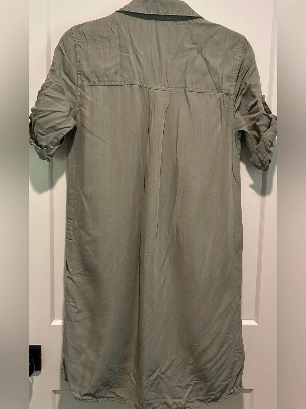 Velvet Heart Tencel Shirt Dress Olive Green Utility Tunic Dress Size S - Picture 9 of 9